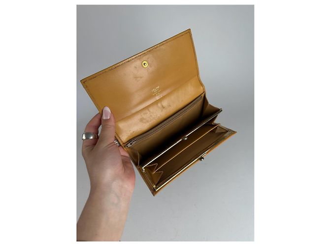 Triomphe Céline Vintage Celine Paris monogram Leather Wallet Brown - view 6