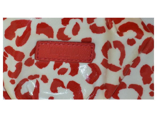 Borsa a mano Moschino bianca e rossa in pelle e tessuto Bianco Rosso - vista 2