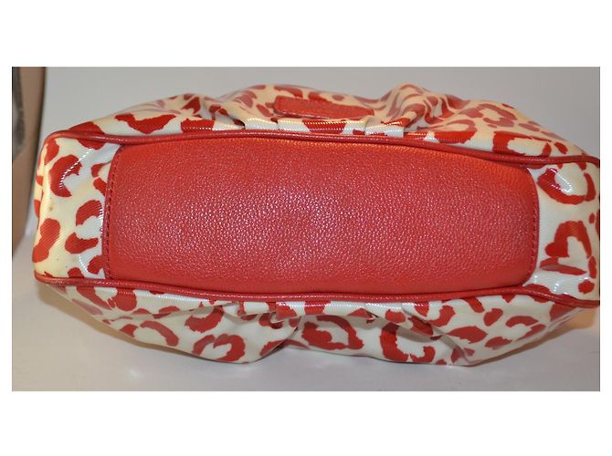 Borsa a mano Moschino bianca e rossa in pelle e tessuto Bianco Rosso - vista 3