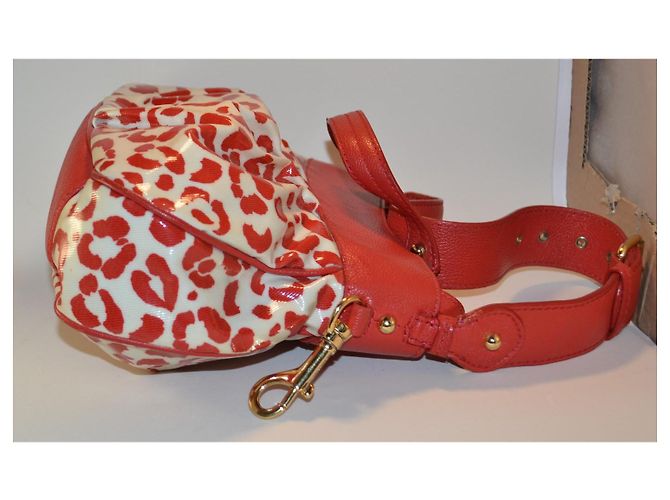 Borsa a mano Moschino bianca e rossa in pelle e tessuto Bianco Rosso - vista 4