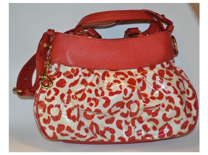 Borsa a mano Moschino bianca e rossa in pelle e tessuto Bianco Rosso - vista 5