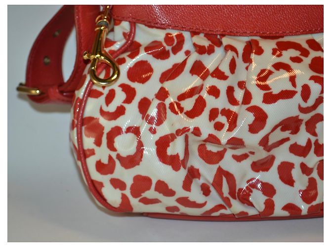 Borsa a mano Moschino bianca e rossa in pelle e tessuto Bianco Rosso - vista 6