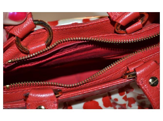 Borsa a mano Moschino bianca e rossa in pelle e tessuto Bianco Rosso - vista 7