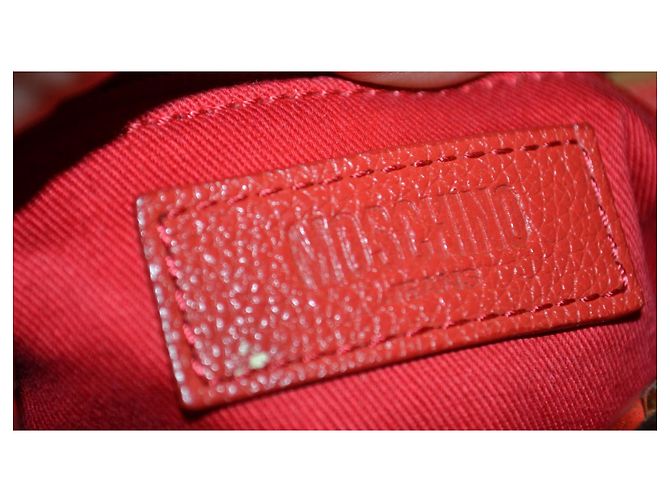Borsa a mano Moschino bianca e rossa in pelle e tessuto Bianco Rosso - vista 8