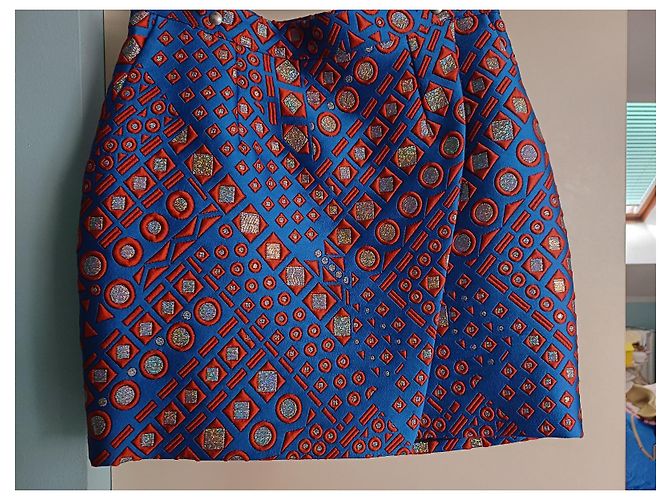Falda corta brillante Roseanna azul rojo plata - vista 5