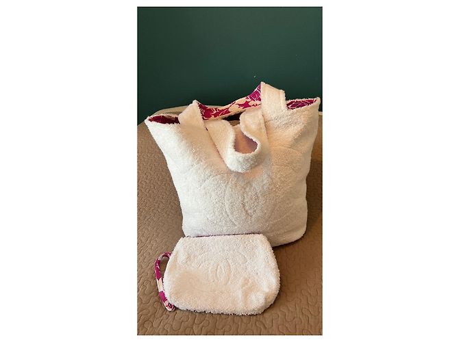 Bolsa Chanel Coco Beach 2021 reversível rosa de algodão com pochette - vista 10