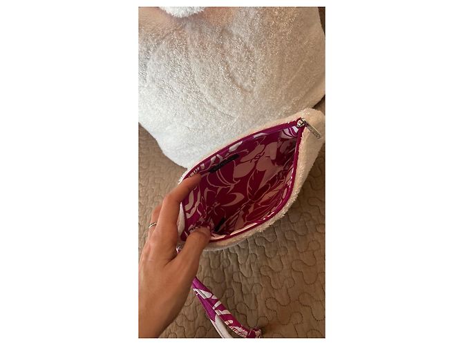 Bolsa Chanel Coco Beach 2021 reversível rosa de algodão com pochette - vista 11