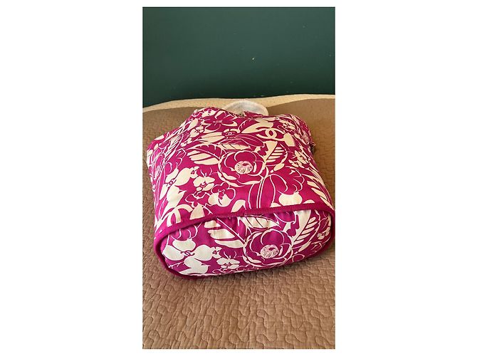 Bolsa Chanel Coco Beach 2021 reversível rosa de algodão com pochette - vista 5