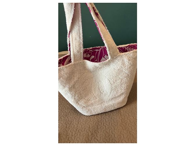 Bolsa Chanel Coco Beach 2021 reversível rosa de algodão com pochette - vista 9