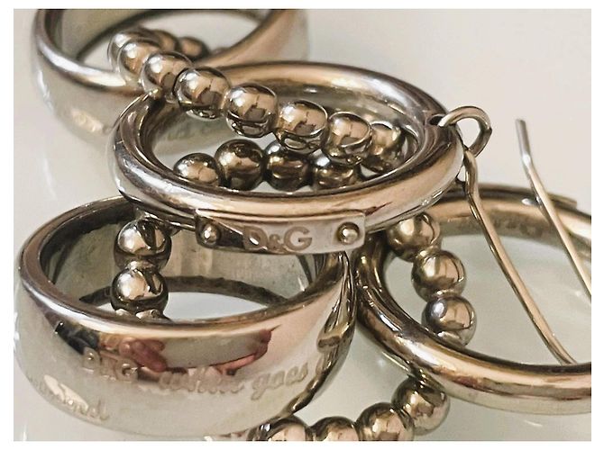 Orecchini DOLCE & GABBANA “Triplet” DJ0658 acciaio argento con tre anelli - vista 4