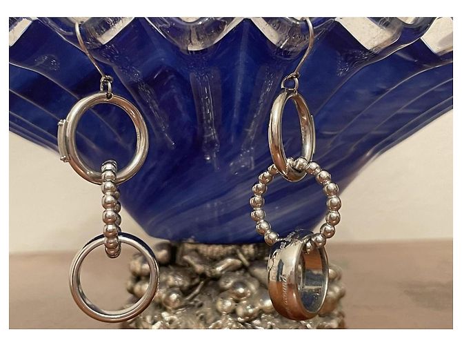 Orecchini DOLCE & GABBANA “Triplet” DJ0658 acciaio argento con tre anelli - vista 9