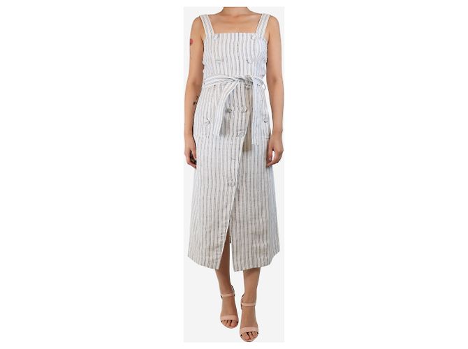 Altuzarra Vestido de verano a rayas blancas y negras con botones - talla UK 10 - vista 3