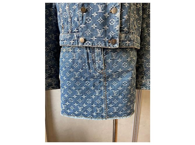 Traje de falda Louis Vuitton Monograma LV Azul Algodón Denim - vista 3
