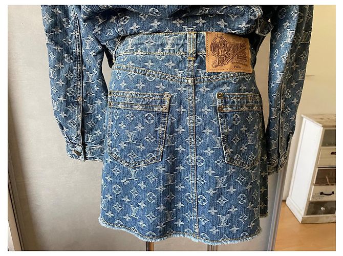 Traje de falda Louis Vuitton Monograma LV Azul Algodón Denim - vista 7