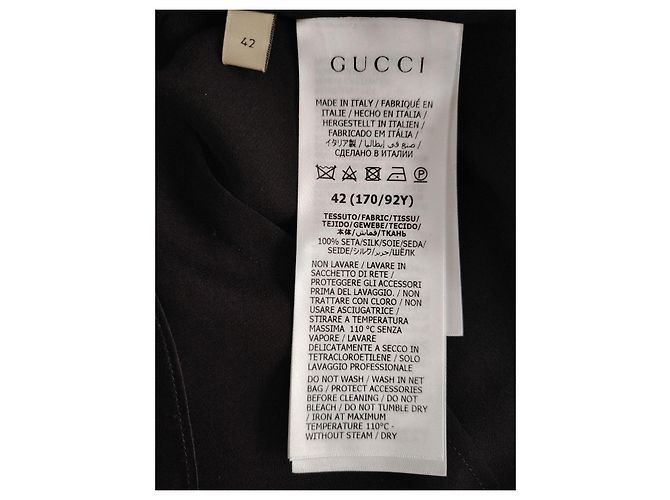 Camicia Gucci in seta nera con scollo a V e volant Nero - vista 4