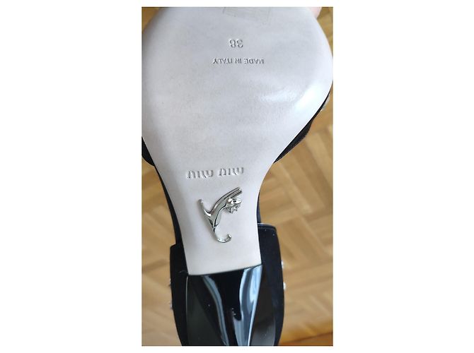 MIU MIU SANDALO IN SATIN E CRISTALLI. Nero - vista 5
