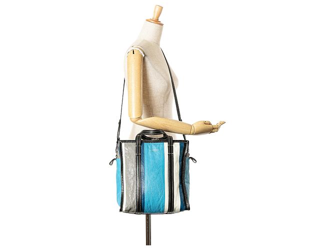 Borsa Bazar Shopper in pelle di agnello blu Balenciaga - vista 13
