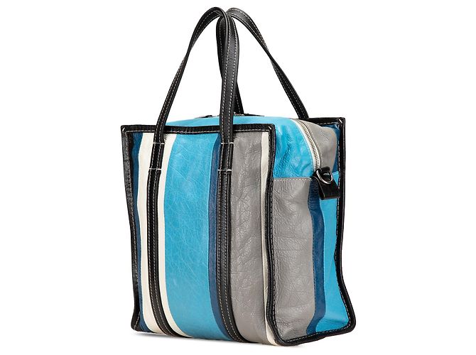 Borsa Bazar Shopper in pelle di agnello blu Balenciaga - vista 2