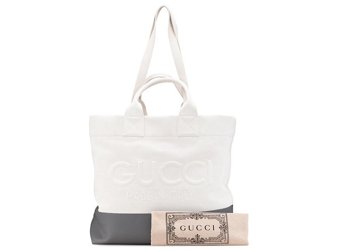 Borsa in tela bianca con logo in rilievo Gucci Bianco - vista 12