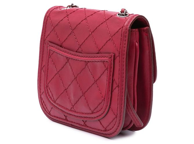 Chanel Mini Flap in Pelle di Vitello Rosa Cucito - vista 2