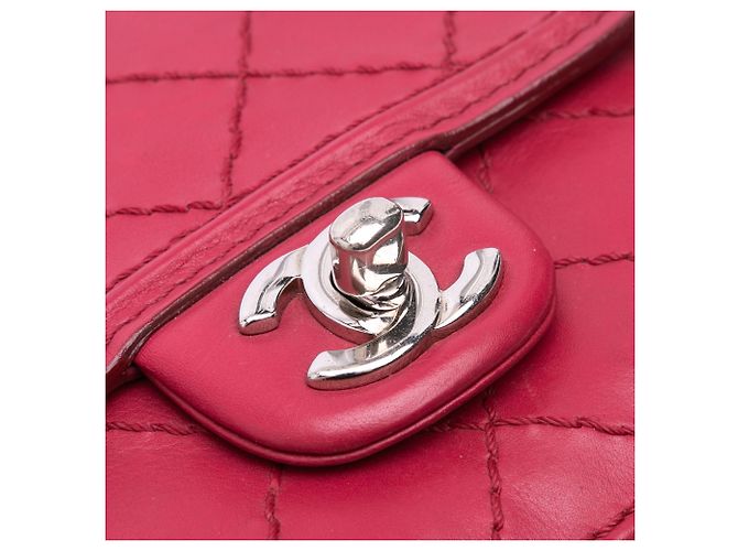 Chanel Mini Flap in Pelle di Vitello Rosa Cucito - vista 5