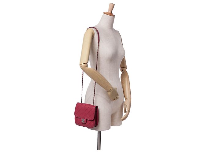 Chanel Mini Flap in Pelle di Vitello Rosa Cucito - vista 8