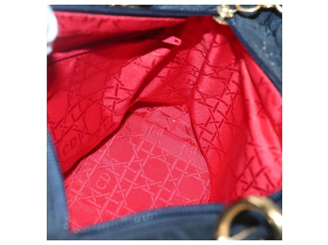 Borsa a mano Christian Dior Canage in nylon blu navy e oro Auth bs25043 D'oro - vista 13