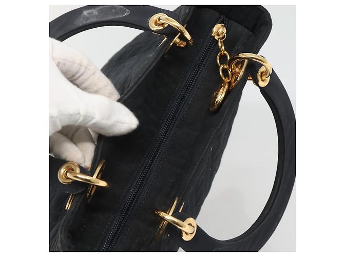 Borsa a mano Christian Dior Canage in nylon blu navy e oro Auth bs25043 D'oro - vista 4