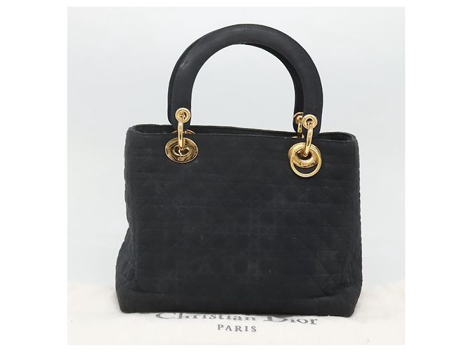Borsa a mano Christian Dior Canage in nylon blu navy e oro Auth bs25043 D'oro - vista 8