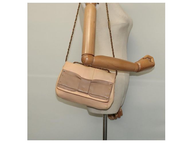 Chloé Borsa a spalla in pelle beige oro Chloe Auth am8219 D'oro - vista 12
