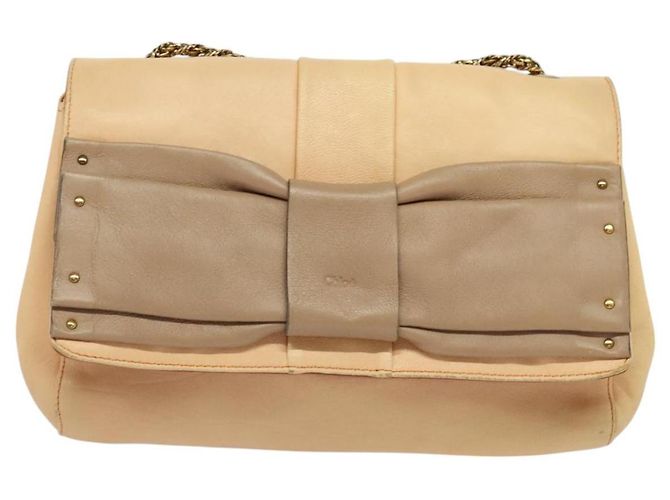 Chloé Borsa a spalla in pelle beige oro Chloe Auth am8219 D'oro - vista 8