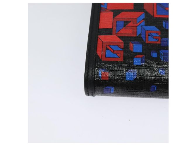 Borsa a spalla GUCCI Square G Space in PVC nero e argento 631766 Auth KD535 - vista 12