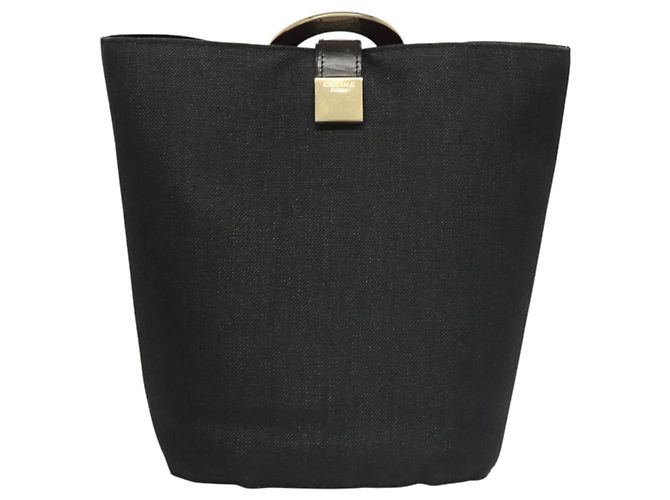 Céline Borsa a spalla CELINE in tela nera e oro Auth 121554 Nero D'oro - vista 2