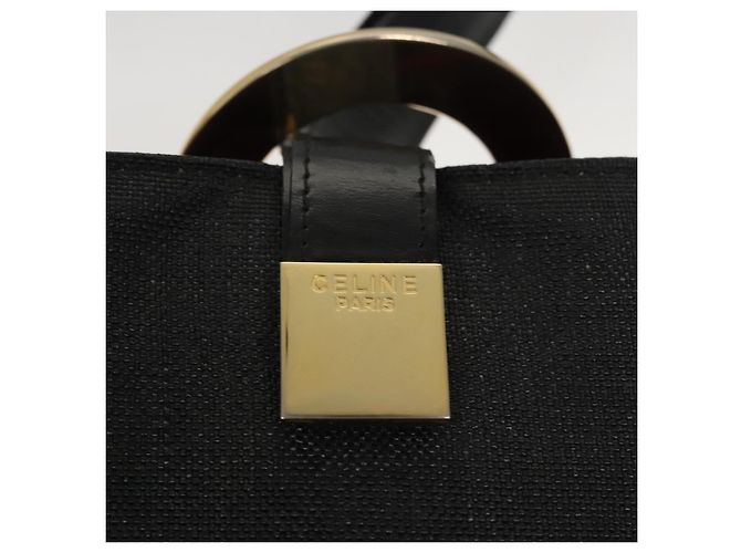 Céline Borsa a spalla CELINE in tela nera e oro Auth 121554 Nero D'oro - vista 6