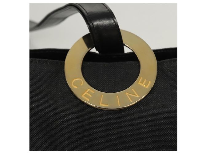 Céline Borsa a spalla CELINE in tela nera e oro Auth 121554 Nero D'oro - vista 9