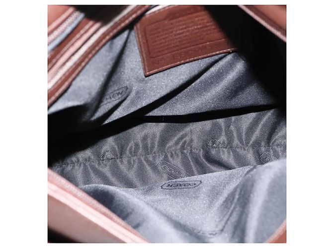Borsa a Spalla Coach in Pelle Marrone Argento Autentica am8338 - vista 6
