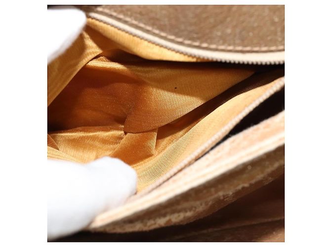 Borsa a spalla GUCCI GG Plus Supreme in pelle PVC beige oro Auth th5900 D'oro - vista 7