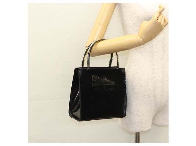 Handtasche Salvatore Ferragamo Emaille Schwarz Auth 119146 - Ansicht 17