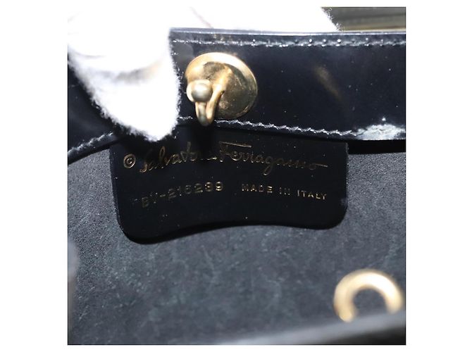 Handtasche Salvatore Ferragamo Emaille Schwarz Auth 119146 - Ansicht 7