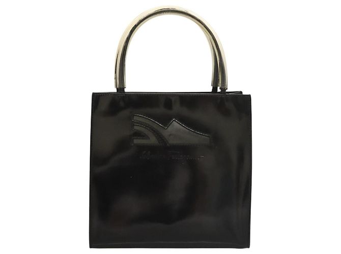 Handtasche Salvatore Ferragamo Emaille Schwarz Auth 119146 - Ansicht 8