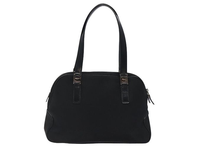 Bolsa de Ombro Vala em Nylon Preto e Prata da Salvatore Ferragamo Auth bs25066 - vista 2
