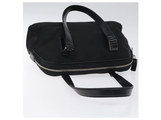 Bolsa de Ombro Vala em Nylon Preto e Prata da Salvatore Ferragamo Auth bs25066 - vista 5