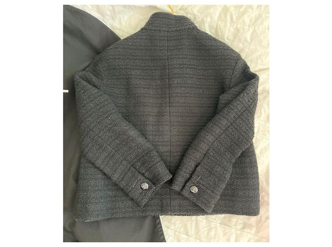 Chanel Tweed Jacke Schwarz Größe 38 - Ansicht 4