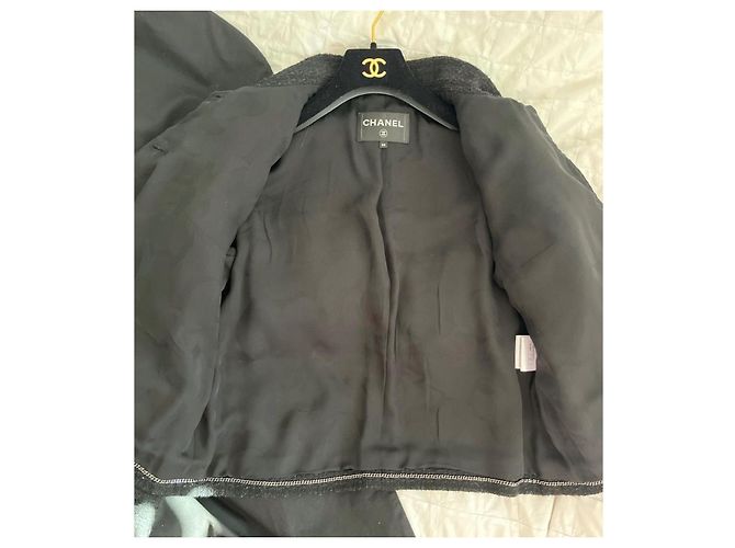 Chanel Tweed Jacke Schwarz Größe 38 - Ansicht 5