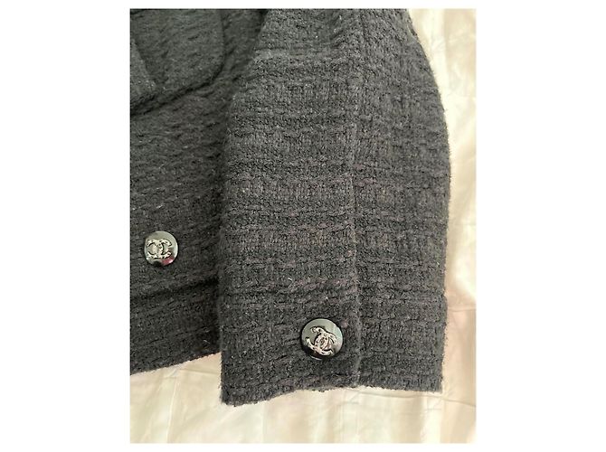 Chanel Tweed Jacke Schwarz Größe 38 - Ansicht 6