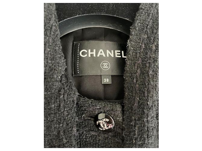 Chanel Tweed Jacke Schwarz Größe 38 - Ansicht 7