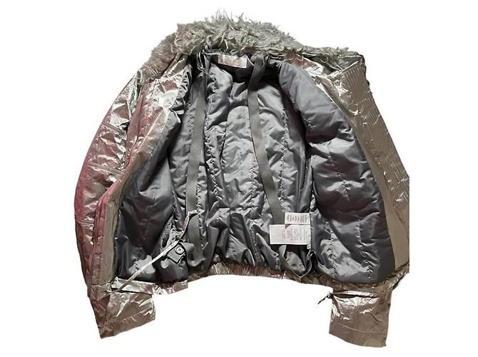 Helmut Lang Astro Foil Jacke Silber Kunstfell - Ansicht 2