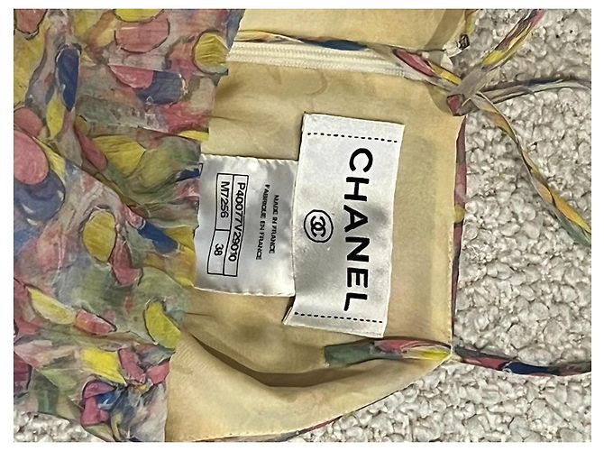 Chanel Seidenkleid Beige mit Blumenprint - Ansicht 4