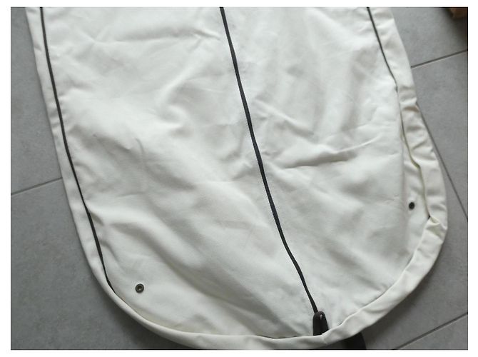 lunga borsa per abiti Hermès in tela impermeabile e resistente circa 150X60 Crema - vista 4