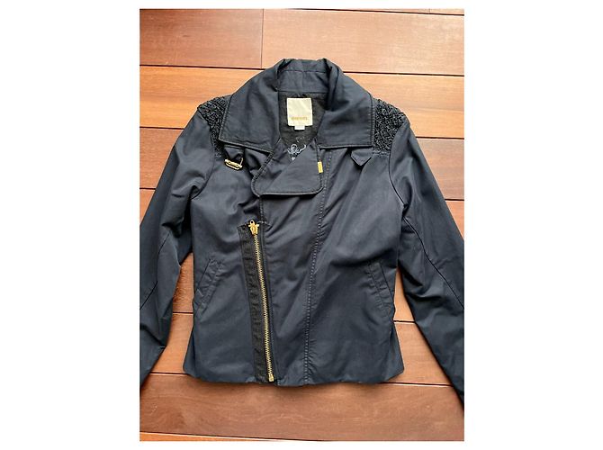 Giacca Diesel Perfecto Nera in Cotone Nero Gold hardware - vista 3